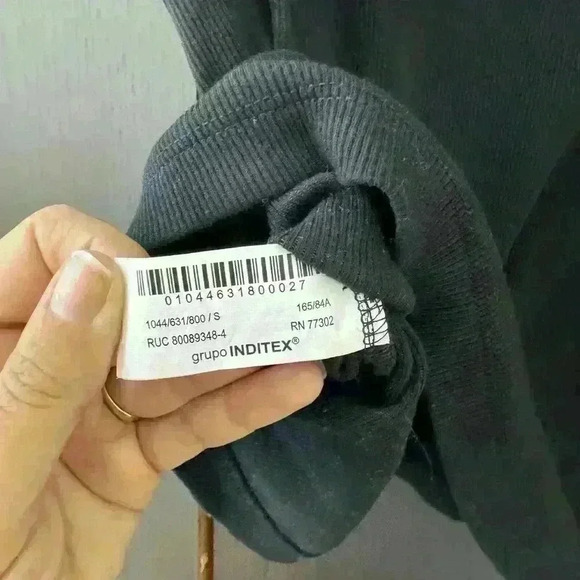 ZARA Women's Black Boxy Classic Top Wide‎ Ribbed Hem Trendy Chic Size S Small - Picture 5 of 7